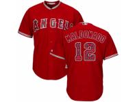 Men's Majestic Los Angeles Angels of Anaheim #12 Martin Maldonado Red Team Logo Fashion Cool Base MLB Jersey