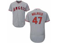 Men's Majestic Los Angeles Angels of Anaheim #47 Ricky Nolasco Grey Flexbase Authentic Collection MLB Jersey