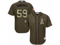 Men's Majestic Los Angeles Angels of Anaheim #59 Tony Sanchez Authentic Green Salute to Service MLB Jersey