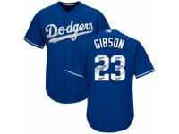 Men's Majestic Los Angeles Dodgers #23 Kirk Gibson Royal Blue Team Logo Fashion Cool Base MLB Jersey