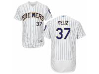 Men's Majestic Milwaukee Brewers #37 Neftali Feliz White Flexbase Authentic Collection MLB Jersey