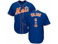 Men's Majestic New York Mets #1 Mookie Wilson Royal Blue Team Logo Fashion Cool Base MLB Jersey