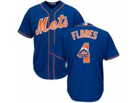 Men's Majestic New York Mets #4 Wilmer Flores Royal Blue Team Logo Fashion Cool Base MLB Jersey
