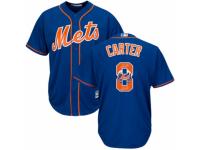 Men's Majestic New York Mets #8 Gary Carter Royal Blue Team Logo Fashion Cool Base MLB Jersey