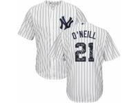 Men's Majestic New York Yankees #21 Paul O'Neill White Team Logo Fashion MLB Jersey