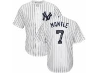 Men's Majestic New York Yankees #7 Mickey Mantle White Team Logo Fashion MLB Jersey