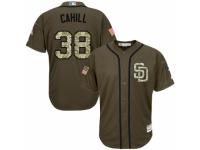 Men's Majestic San Diego Padres #38 Trevor Cahill Authentic Green Salute to Service MLB Jersey