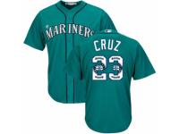 Men's Majestic Seattle Mariners #23 Nelson Cruz Teal Green Team Logo Fashion Cool Base MLB Jersey
