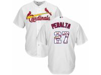Men's Majestic St. Louis Cardinals #27 Jhonny Peralta White Team Logo Fashion Cool Base MLB Jersey