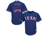Men's Majestic Texas Rangers #34 Nolan Ryan Royal Blue USA Flag Fashion MLB Jersey