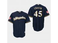 Men's Milwaukee Brewers 2019 Spring Training #45 Navy Jhoulys Chacin Cool Base Jersey