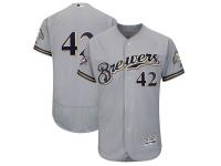 Men's Milwaukee Brewers Majestic Gray 2018 Jackie Robinson Day Authentic Flex Base Jersey