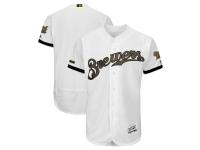 Men's Milwaukee Brewers Majestic White 2018 Memorial Day Authentic Collection Flex Base Team Jersey
