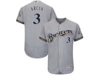 Men's Milwaukee Brewers Orlando Arcia Majestic Gray Road Authentic Collection Flex Base Player Jersey