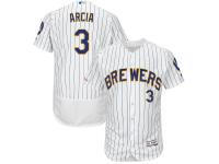 Men's Milwaukee Brewers Orlando Arcia Majestic White Alternate Authentic Collection Flex Base Player Jersey