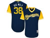 Men's Milwaukee Brewers Wily Peralta Big Wily Majestic Navy 2017 Players Weekend Jersey