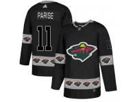 Men's Minnesota Wild #11 Zach Parise Adidas Black Authentic Team Logo Fashion NHL Jersey