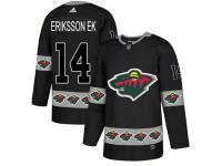 Men's Minnesota Wild #14 Joel Eriksson Ek Adidas Black Authentic Team Logo Fashion NHL Jersey