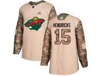 Men's Minnesota Wild #15 Matt Hendricks Adidas Camo Authentic Veterans Day Practice NHL Jersey