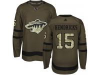Men's Minnesota Wild #15 Matt Hendricks Adidas Green Authentic Salute To Service NHL Jersey