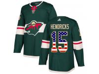Men's Minnesota Wild #15 Matt Hendricks Adidas Green Authentic USA Flag Fashion NHL Jersey