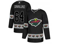 Men's Minnesota Wild #64 Mikael Granlund Adidas Black Authentic Team Logo Fashion NHL Jersey