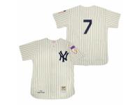 Men's Mitchell and Ness 1951 New York Yankees #7 Mickey Mantle Cream Throwback MLB Jersey