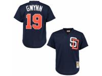 Men's Mitchell and Ness 1996 San Diego Padres #19 Tony Gwynn Navy Blue Throwback MLB Jersey