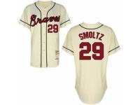 Men's Mitchell and Ness Atlanta Braves #29 John Smoltz Cream Throwback MLB Jersey