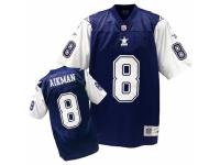 Men's Mitchell And Ness Dallas Cowboys 8 Troy Aikman Authentic Navy BlueWhite Authentic Throwback NFL Jersey