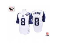 Men's Mitchell And Ness Dallas Cowboys 8 Troy Aikman Authentic White 75TH Patch Throwback NFL Jersey