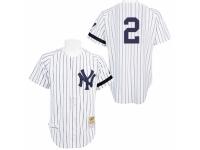 Men's Mitchell and Ness Practice New York Yankees #2 Derek Jeter White Throwback MLB Jersey