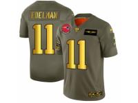 Men's New England Patriots #11 Julian Edelman Limited Olive Gold 2019 Salute to Service Football Jersey