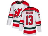 Men's New Jersey Devils #13 Nico Hischier Adidas White Alternate Authentic NHL Jersey