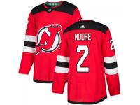 Men's New Jersey Devils #2 John Moore adidas Red Authentic Jersey