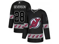 Men's New Jersey Devils #28 Damon Severson Adidas Black Authentic Team Logo Fashion NHL Jersey