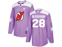 Men's New Jersey Devils #28 Damon Severson Adidas Purple Authentic Fights Cancer Practice NHL Jersey