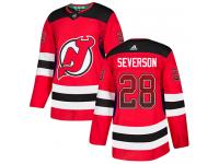 Men's New Jersey Devils #28 Damon Severson Adidas Red Authentic Drift Fashion NHL Jersey
