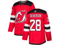 Men's New Jersey Devils #28 Damon Severson adidas Red Authentic Jersey