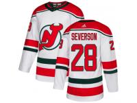 Men's New Jersey Devils #28 Damon Severson Adidas White Alternate Authentic NHL Jersey