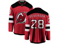 Men's New Jersey Devils #28 Damon Severson Red Home Breakaway NHL Jersey