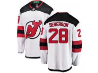Men's New Jersey Devils #28 Damon Severson White Away Breakaway NHL Jersey