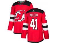 Men's New Jersey Devils #41 Michael McLeod Adidas Red Home Authentic NHL Jersey