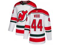 Men's New Jersey Devils #44 Miles Wood Adidas White Alternate Authentic NHL Jersey