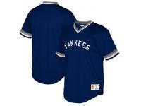 Men's New York Yankees Mitchell & Ness Navy Big & Tall Cooperstown Collection Mesh Wordmark V-Neck Jersey