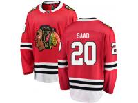 Men's NHL Chicago Blackhawks #20 Brandon Saad Breakaway Home Jersey Red