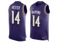 Men's Nike Baltimore Ravens #14 Devin Hester Purple Player Name & Number Tank Top NFL Jersey