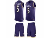 Men's Nike Baltimore Ravens #5 Joe Flacco Purple Tank Top Suit NFL Jersey