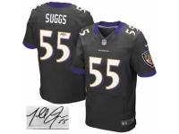 Men's Nike Baltimore Ravens #55 Terrell Suggs Black Alternate Elite Autographed NFL Jersey