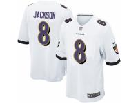 Men's Nike Baltimore Ravens #8 Lamar Jackson Game White NFL Jersey